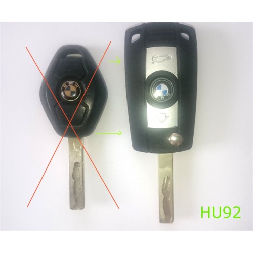 Akku Schlüssel HU92 für BMW 3er E46 X3 E83 X5 E53 Funk Fernbedienung Gehäuse 