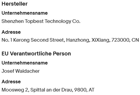 Manufacturer/Hersteller