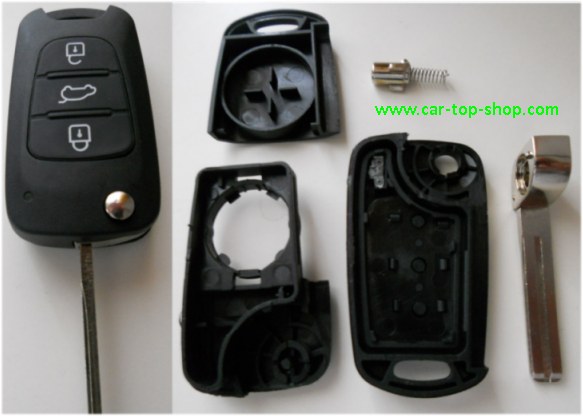 Hyundai i10 Klappschlüssel Gehäuse - 3 Tasten - Schlüsselblatt HNY14 - Nut  links - After Market Produkt